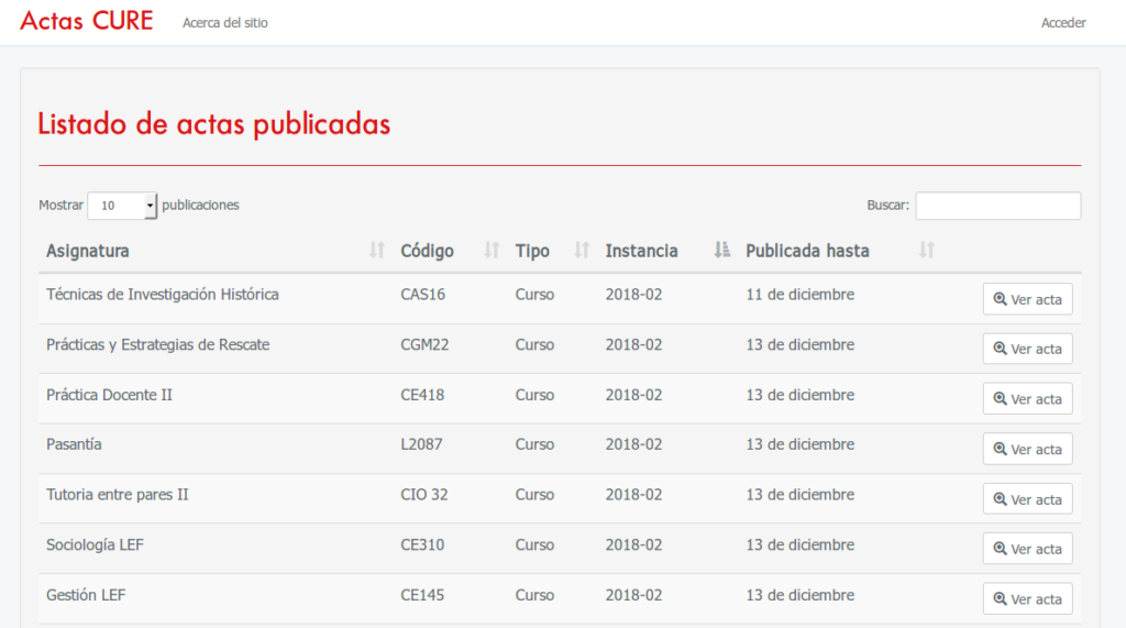 Sistema de actas cure